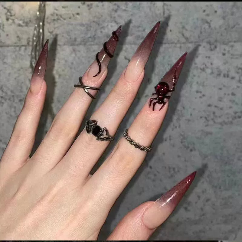 Hot Girl Advanced Hand-Painted Spider Simulated Snakes Gradient Handmade Wear Armor European and American Style Xiaohongshu Same Style