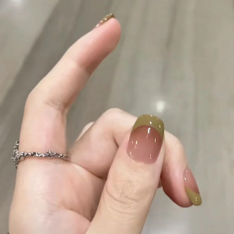 半酵乌龙穿戴甲渐变指甲贴片春天美甲片法式假指甲美甲贴片成品甲