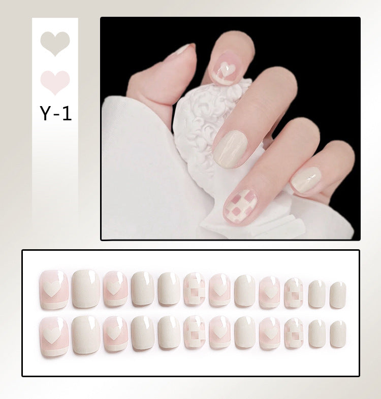 Fashion  nail Wearable Nail Sticker Chessboard Grid Wearable Nail Sheet Nail Shaped Piece Removable Nail Patch Finished Nail