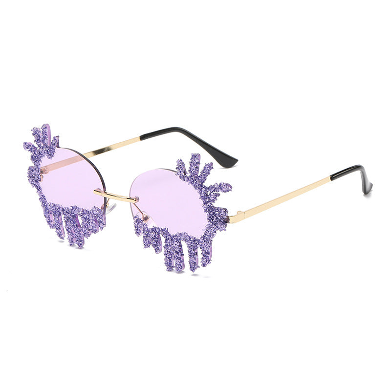 Women's fashion glasses 2023欧美大框架镶钻墨镜跨境潮流水晶钻石太阳眼镜户外防晒显瘦女