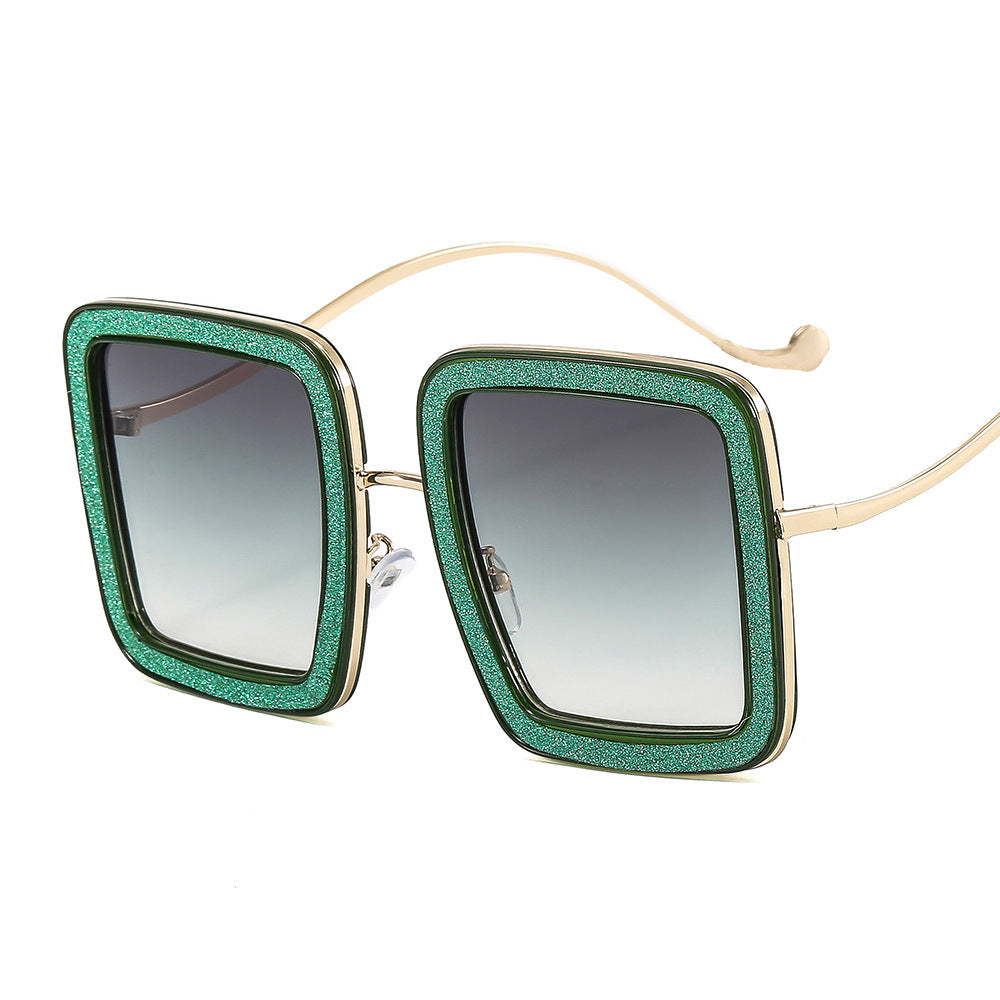 Women's fashion glasses 2022新款方框太阳镜 欧美网红ins街拍风尚眼镜个性闪钻搞怪墨镜女