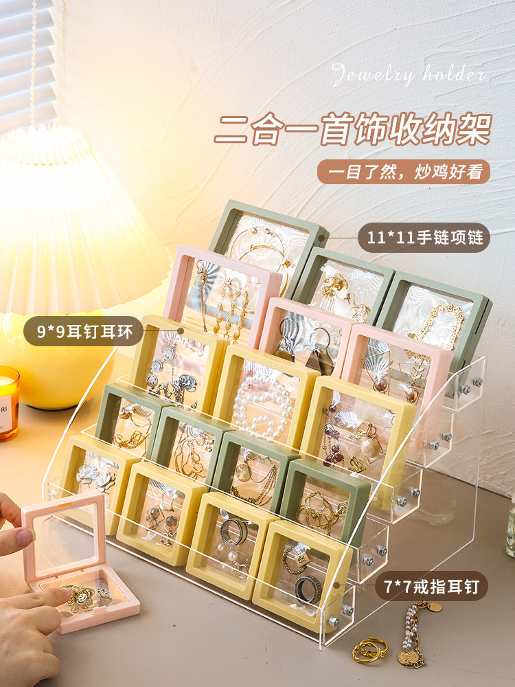 薄框便携悬浮盒首饰盒包装袋收纳透明防氧化pe膜耳环项链手链饰品