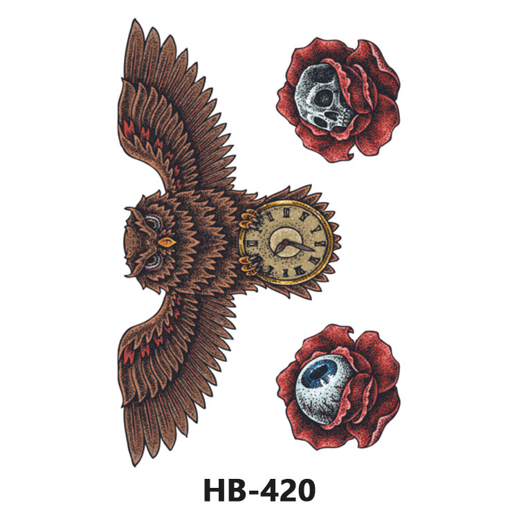 Free shipping Tattoo In Stock Cross-Border Factory Wholesale New Half Sleeve Tattoo Sticker Black Animal Skull Waterproof Tattoo Men and Women Tattoo