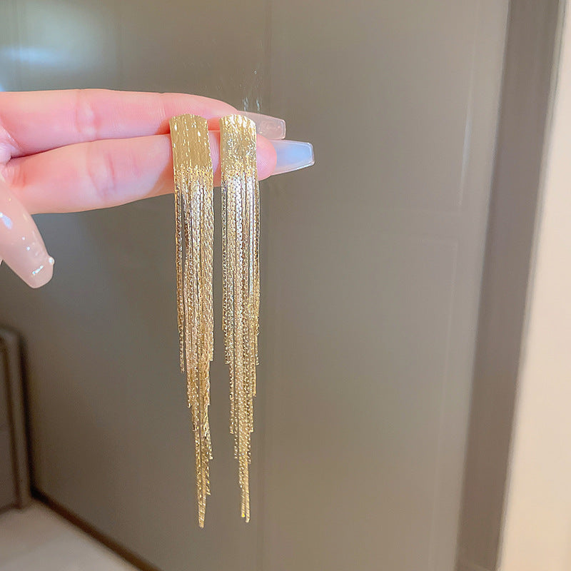 925银针金属流苏耳环欧美时尚设计感耳钉耳坠个性简约耳饰批发女
