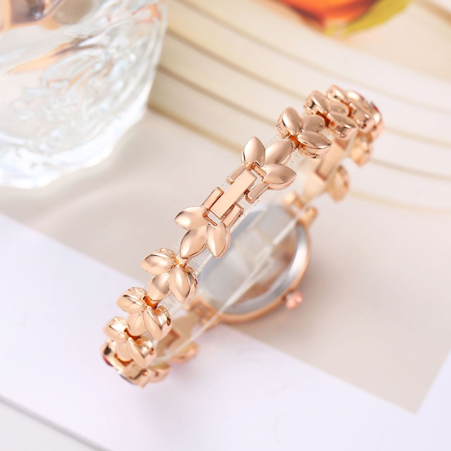 Fashion women's watchIn Stock Direct Supply Wheat Bracelet Watch Popular Violet Petals Light Luxury Jewelry Women's Watch Waterproof Women's Watch