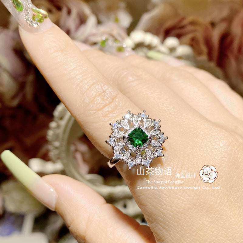 Camellia洛丽塔少女彩虹戒指 镀金可爱多巴胺搭配活口可调节指环