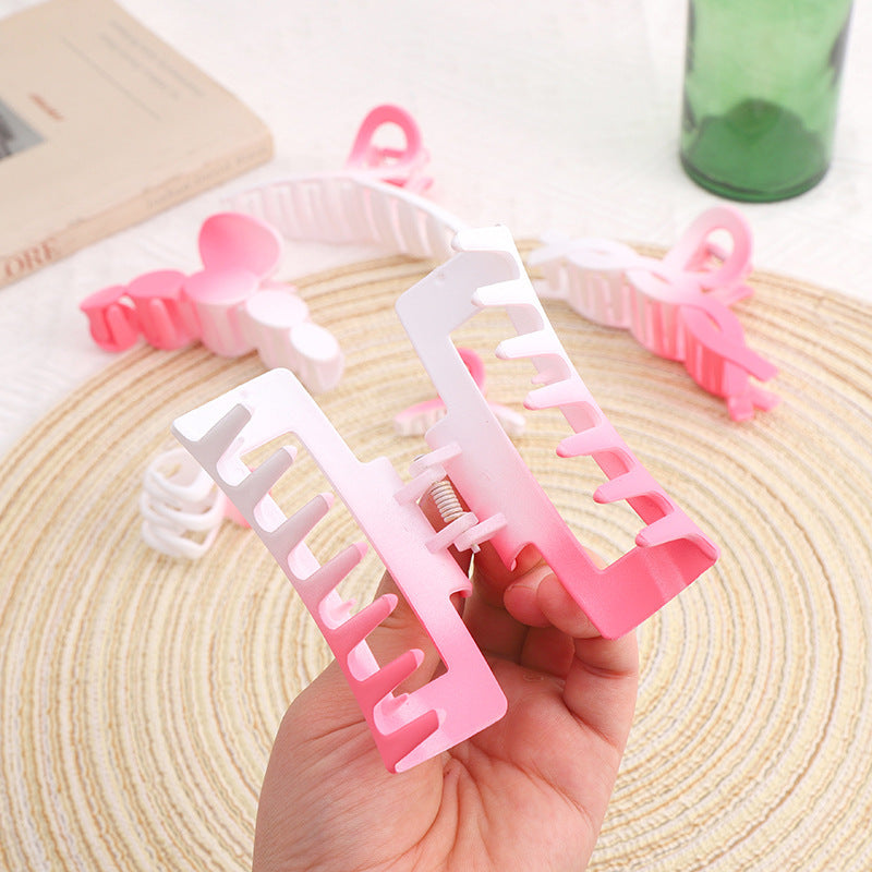 Gradually Varied Pink 8-Piece Set Barrettes Women's Classic Style Shark Clip Accessories Large Hair Volume