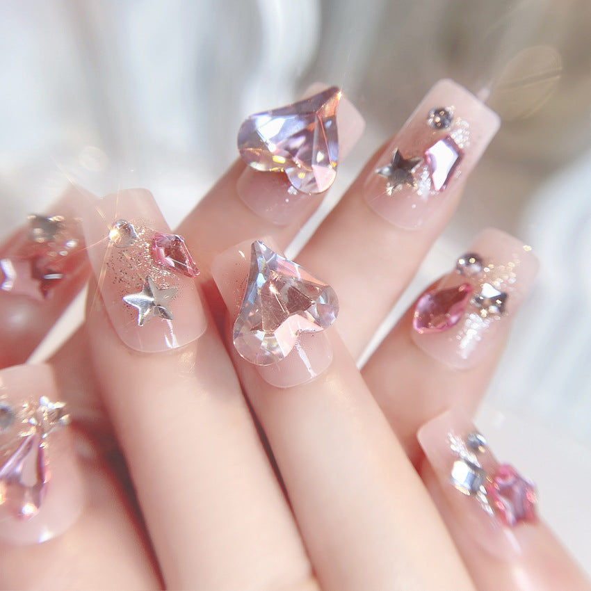 Fashion  nail Handmade Manicure Wear Nail Ins Advanced Pure Desire Wind Rhinestone Nail Patch Wear Nail Diamond Nail Stickers U12