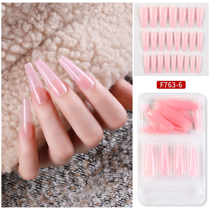 (Hand made nail) Nail patches for wearing ins long ballet nails, European and American nail patches, detachable 24 pieces for wearing finished nail patches
