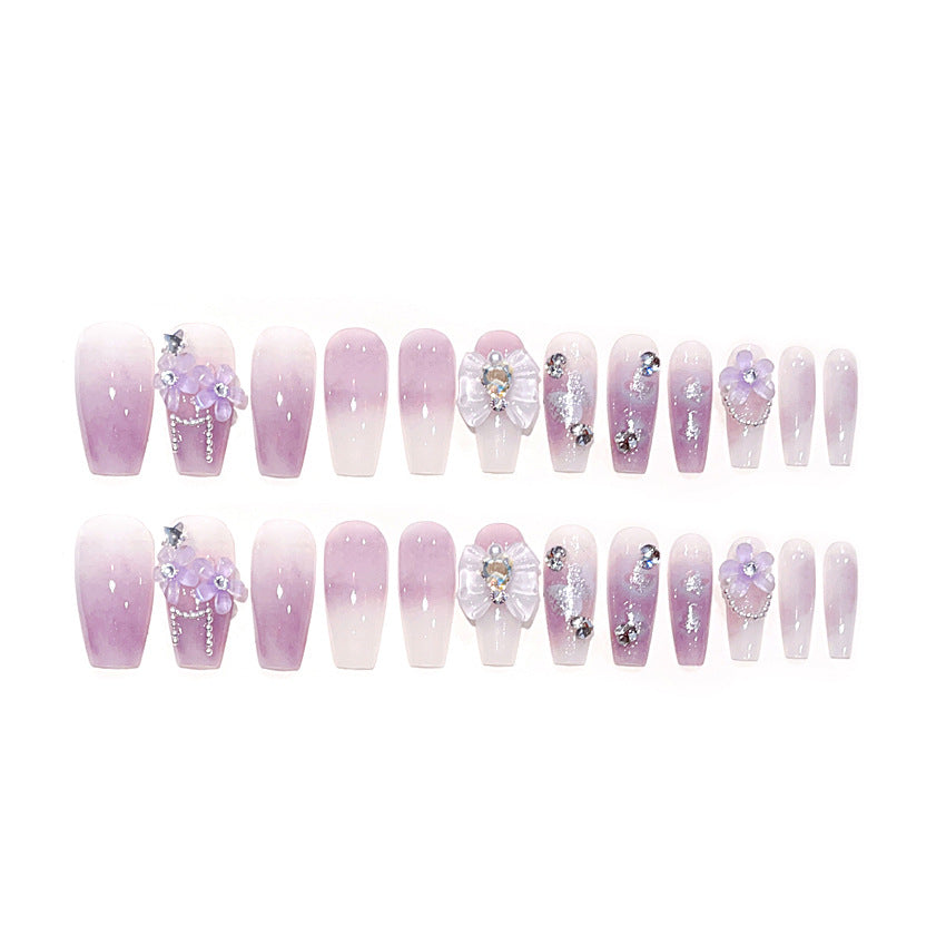 Fashion  nail New Nail Beauty Wear a High-Grade Pure Desire Wind Nail Patch Wear a Bow Nail Stickers Wholesale U7