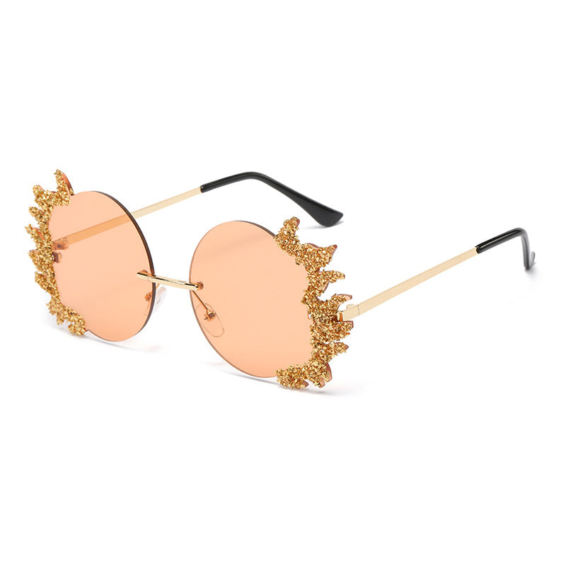 Women's fashion glasses 2023欧美大框架镶钻墨镜跨境潮流水晶钻石太阳眼镜户外防晒显瘦女