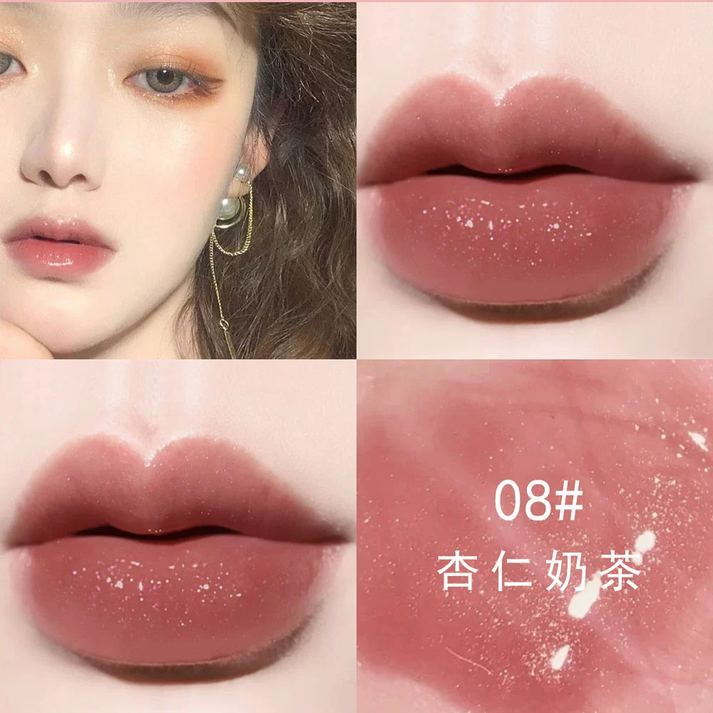 嘟嘟唇口红唇蜜透明唇彩亮晶晶唇釉口红玻璃唇细闪珠光带闪亮果冻色