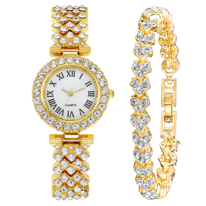 Fashion women's watchForeign Trade Popular Style Cross-Border Hot Sale Suit Fashion Diamond Women's Watch Women's Watch Bracelet Women's Watch Factory Wholesale