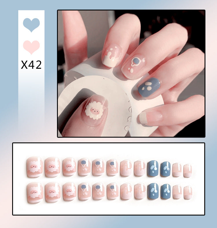 Fashion  nail Handmade Wear Nail Wholesale Internet Hot Diamond in the Debris Butterfly Glitter Nail Tips Finished Product Nail Patch Jelly Glue