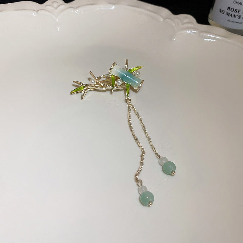 头饰发簪新中式竹节竹叶流苏发簪气质百搭个性发钗时尚小众设计感发饰批发