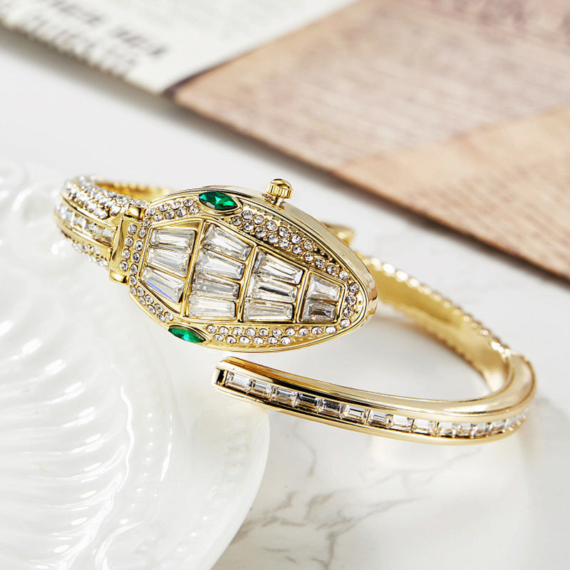 Fashion women's watchLight Luxury Women's Snake-Shaped Bracelet Light Luxury Opening Bracelet Watch Diamond-Embedded Personality Fashion Women's Watch Quartz Watch