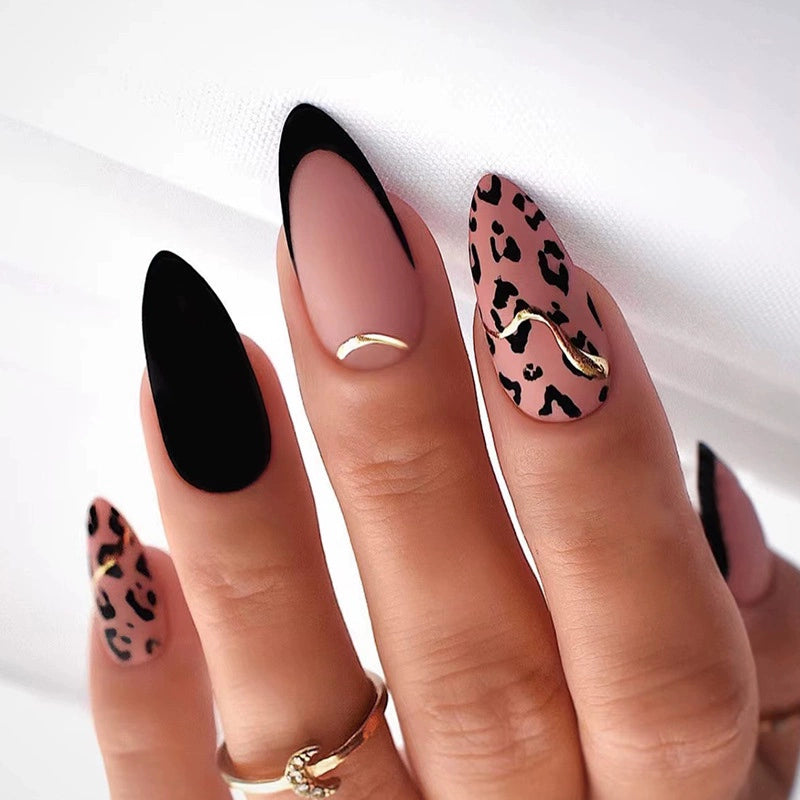 (Hand made nail) European and American Spicy Girl Super Long Instagram Dark Small Stand Retro Trapezoidal Shining Diamond Beauty False Nail Patch Detachable Wearable Nail