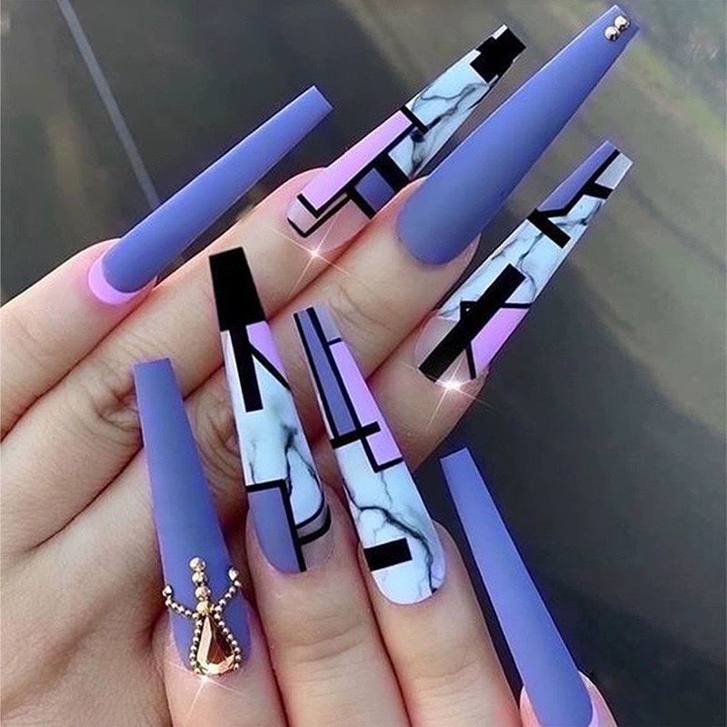 (Hand made nail) Kardashian, European and American Spicy Girl, Little Red Book, Dark Super Long, Internet Celebrity Cross border Nail Art, Detachable and Reusable Nail