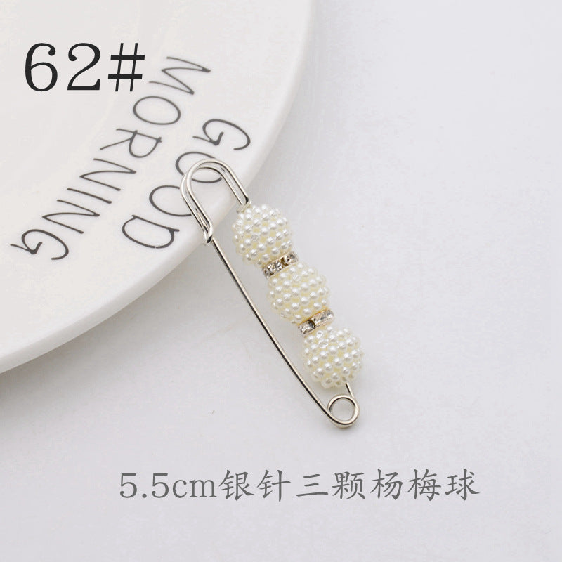 配饰胸针防走光珍珠胸针 女一字高档胸花别针蝴蝶插针丝巾扣 裙口收腰神器