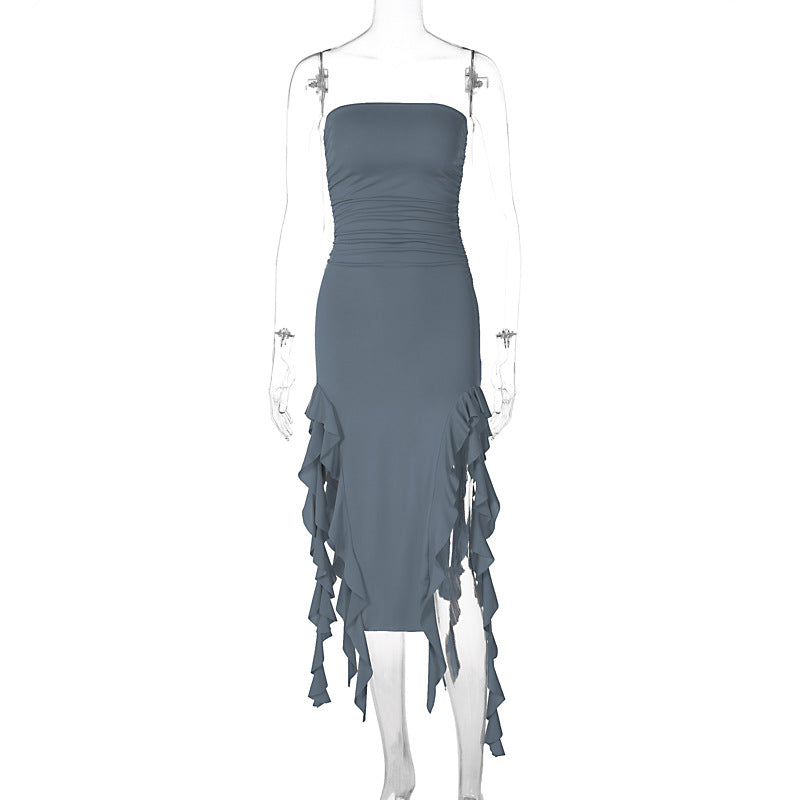 Free shipping   new fashion sexy personality chest wrapping irregular dress foreign trade wholesale tops