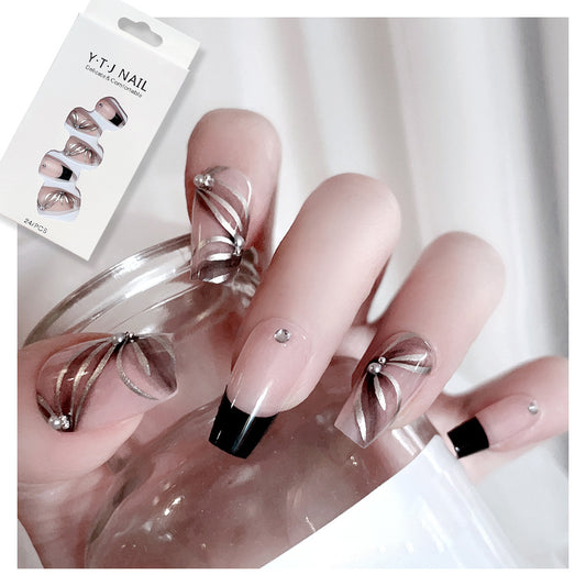 Fashion  nail Pure Desire Fresh French Style Long Finished Nail Beauty Wearable Fake Nails Detachable Nail Tip Wearable Nail X92