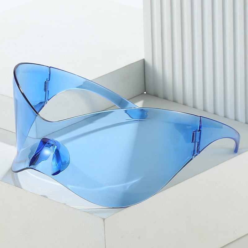 Women's fashion glasses 2023欧美大框太阳镜女潮Y2K千禧无框骑行墨镜男款跨境亚马逊爆款