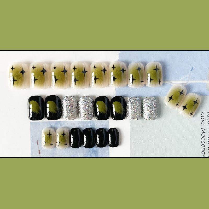 青提汽水穿戴甲酷飒指甲贴片细闪美甲片新款假指甲美甲贴片成品甲