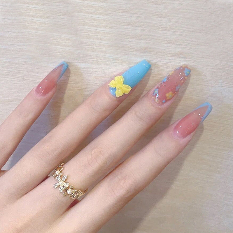 Fashion  nail Wearing Nail Nail Stickers Nail Patch Fake Nails Detachable Small Flower Bow Nail Nail Sticker X23