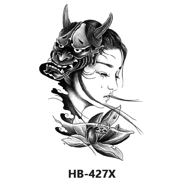Free shipping Tattoo In Stock Cross-Border Factory Wholesale New Half Sleeve Tattoo Sticker Black Animal Skull Waterproof Tattoo Men and Women Tattoo