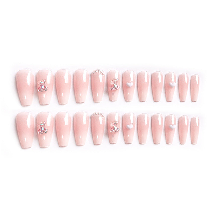Fashion  nail Wearable Nail Sticker Ballet Nail Wear Nail Piece Nail Shaped Piece Removable Bear Nail Patch Finished X63