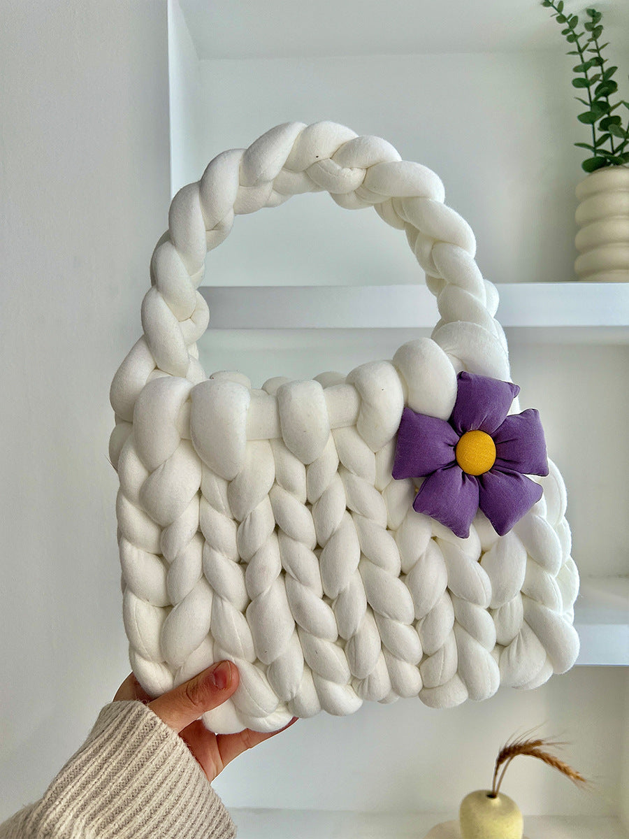 Dopamine Bag Free shipping Tattoo Dopamine flower Icelandic wool bag DIY hand-woven bag thick wool material bag hand-woven homemade women's bag
