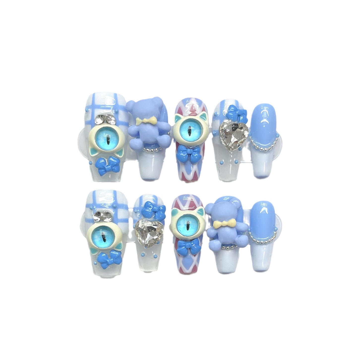 (reusable nail)[Original design] Hand-painted wearing a small group of people is white, salty and sweet, and the demon monster is childlike.