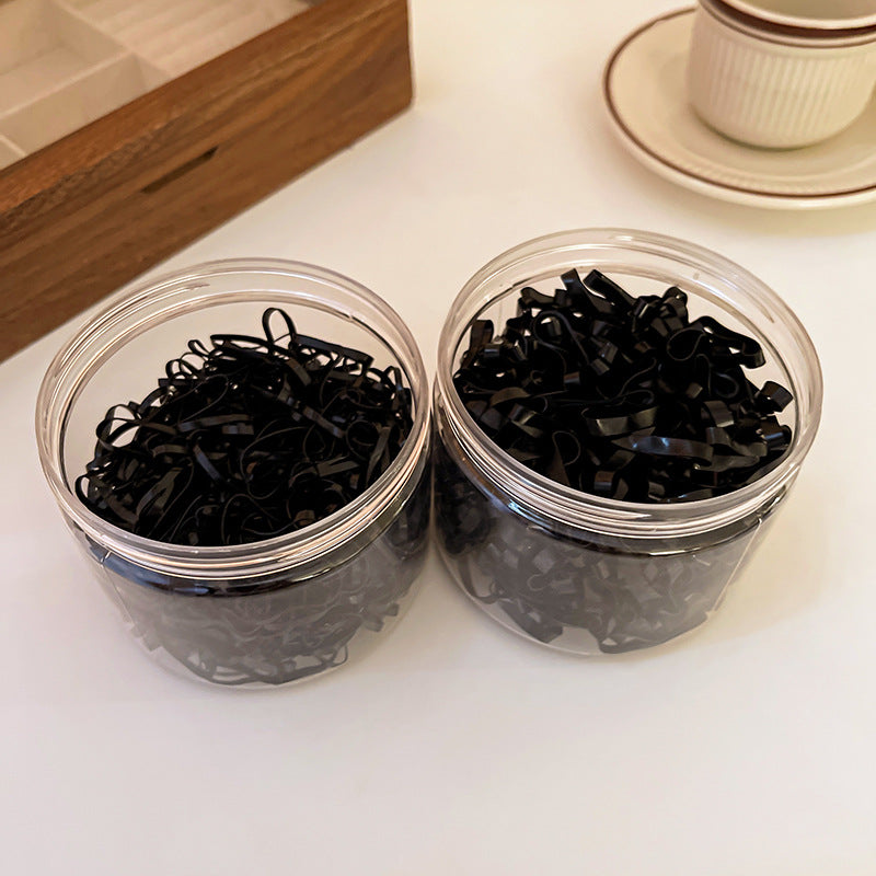 头饰发圈一次性橡皮筋盒装皮筋发圈450条ins黑色耐用弹力发绳时尚小众发饰