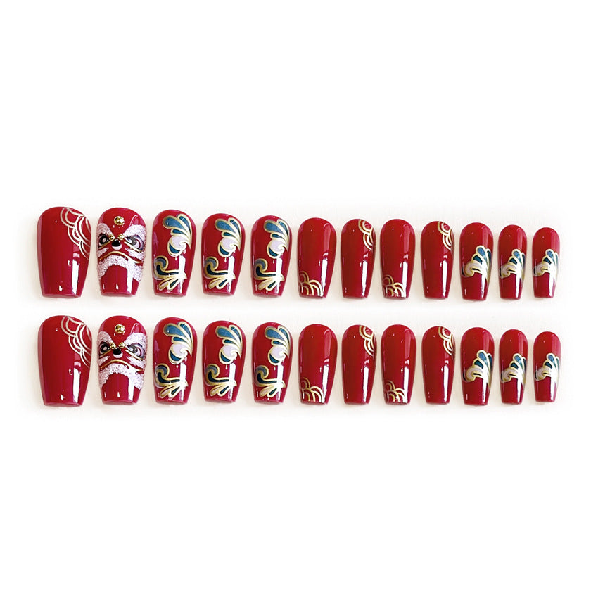 Fashion  nail Fake Nail Patch New Year Manicure New Year Chinese New Year Celebration Joyous Xingshi Wear Nail Finished Patch Wear Nail A54