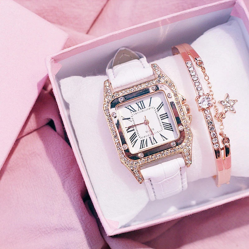 Women's fashion watch bracelets set INS style  Harajuku Preppy  Style Elegant Belt Fresh Mori Artistic style basic versatile