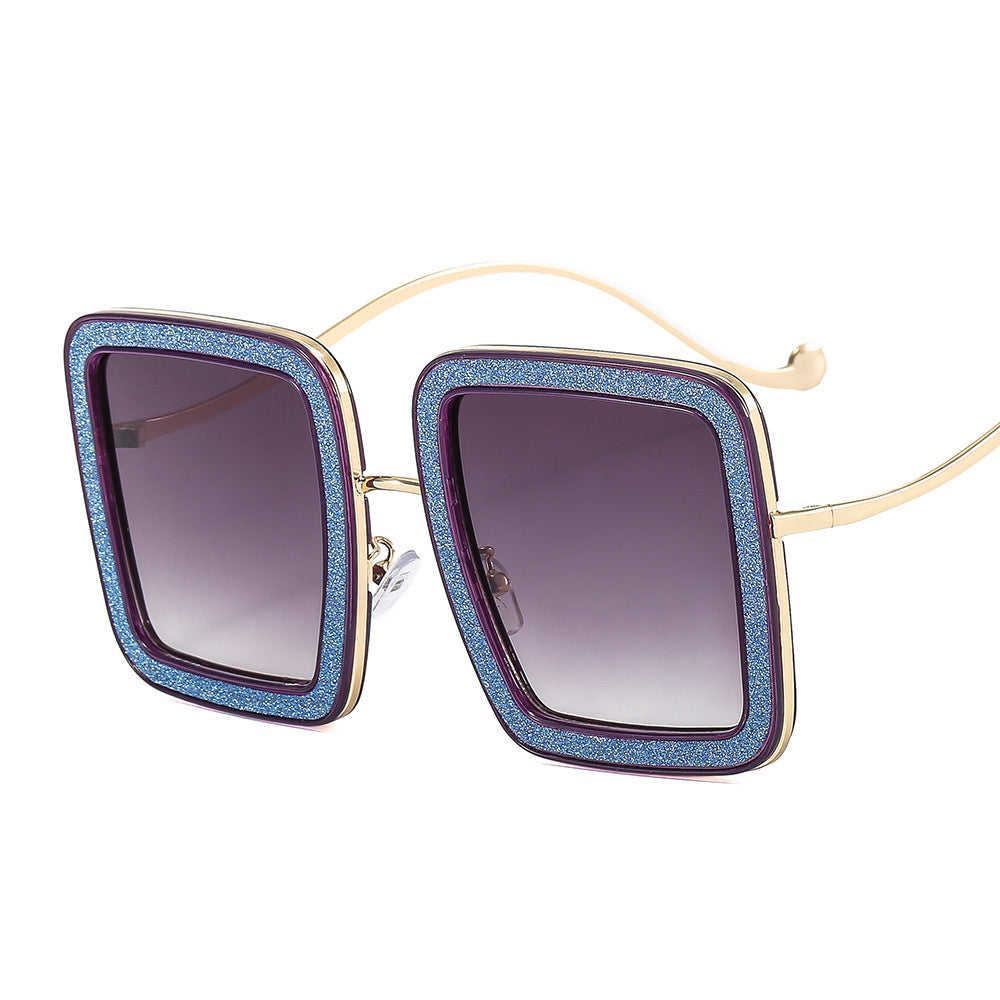 Women's fashion glasses 2022新款方框太阳镜 欧美网红ins街拍风尚眼镜个性闪钻搞怪墨镜女