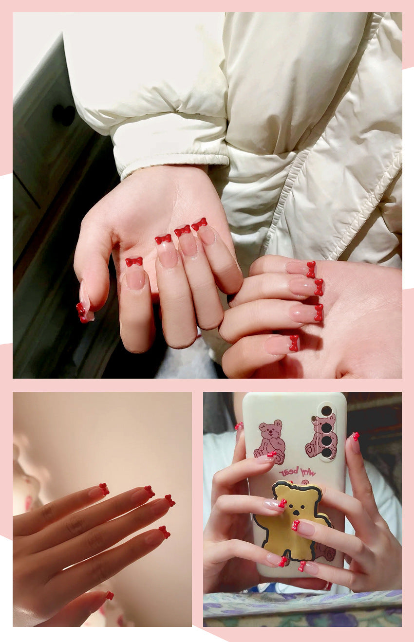 Fashion  nail Fake Nails Patch on the Escape Princess Nail Stickers Wear Nail Beauty Nail Bow Fake Nail Tip X7