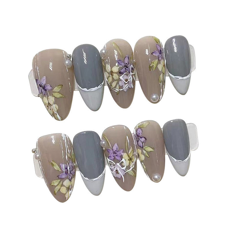 (Hand-Made Nail) Painted Pink Three-Dimensional Gradient Butterfly Handmade Wear Armor Finished Detachable Flash Aurora Diamond in the Debris Bride