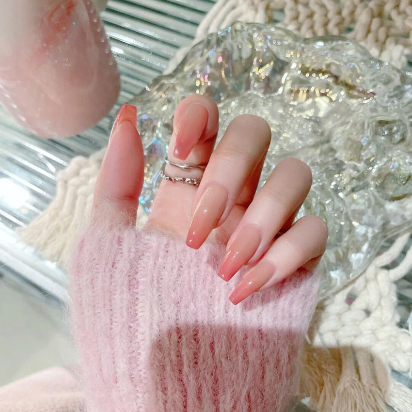 Fashion  nail Wearable Nail Sticker Gradient Wear Nail a Piece Nail Shaped Piece Removable Nail Patch Finished Product Y18