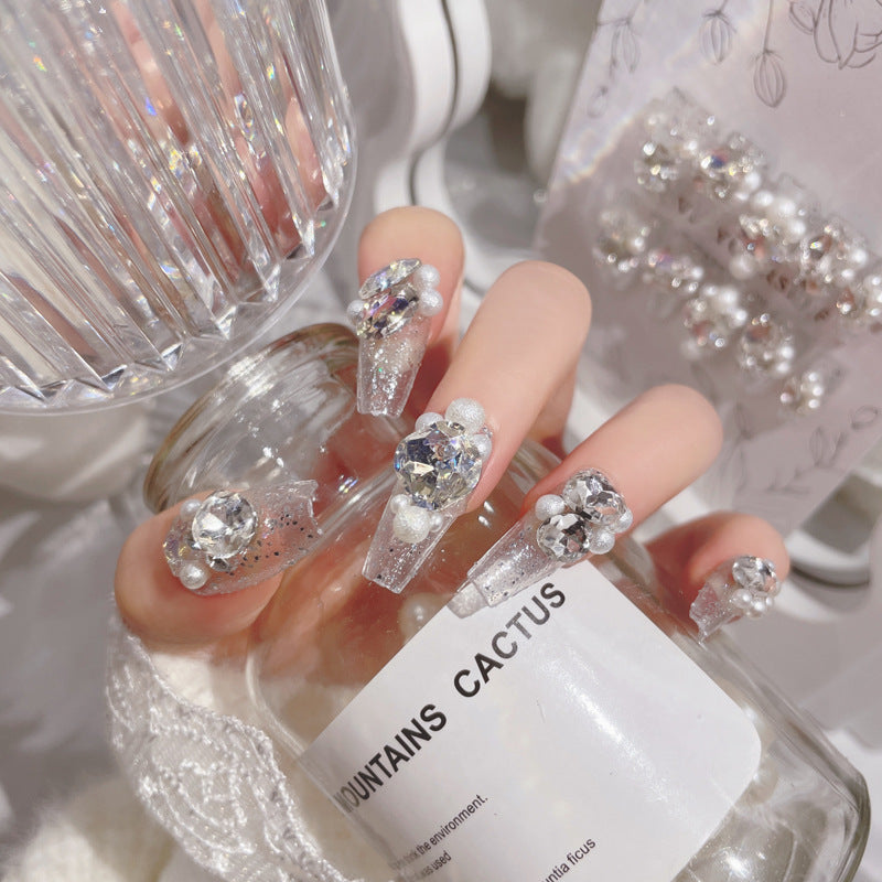 Fashion  nail Internet Celebrity Rhinestone Manicure Wear Nail Ins Advanced Pure Desire Wind Nail Patch Wear Nail Diamond Nail Stickers U5
