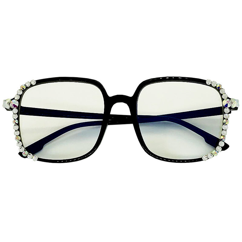 Women's fashion glasses新款水钻防蓝光辐射眼镜女抗疲劳眼睛素颜显瘦显脸光镜韩版潮
