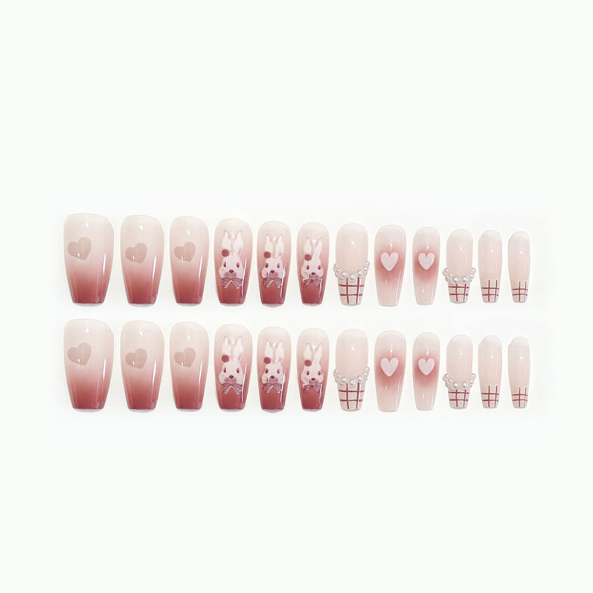 Fashion  nail Rabbit Love Fake Nail Patch Finished Nail Beauty Wearable Nail Stickers X99