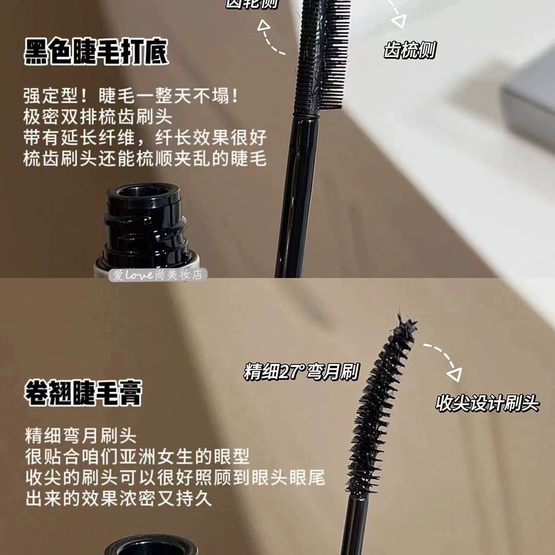自带睫毛打底双头睫毛膏细梳型定型防水纤长卷翘浓密不易晕染学生