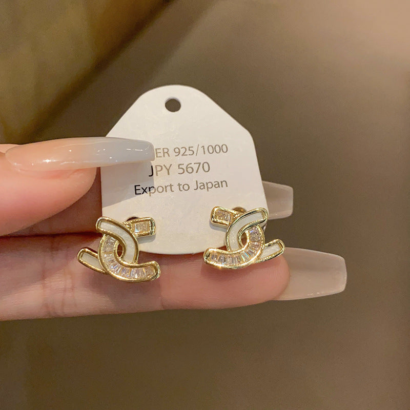 银针字母几何耳环女秋冬款小众设计感耳钉时尚高级感轻奢耳饰批发