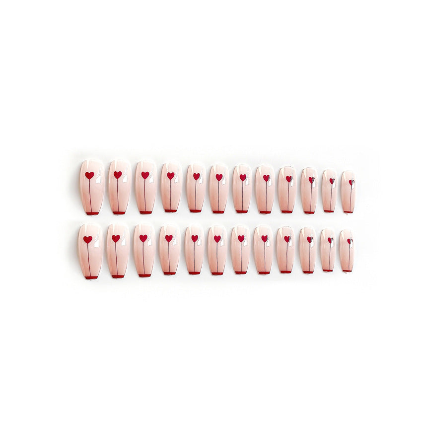 Fashion  nail Wearable Nail Sticker Peach Heart Wear Nail Piece Nail Shaped Piece Removable Ballet Nail Patch Finished Product Y17