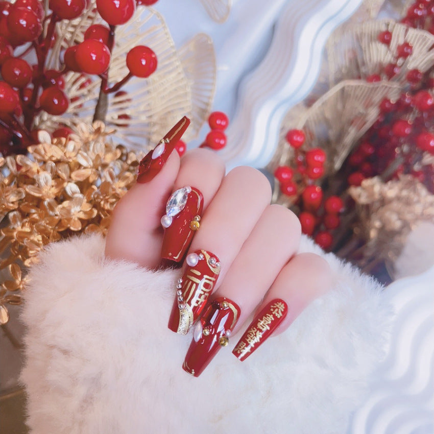 Fashion  nail New Year Spring Celebration Blessing Wear Armor Nail Patch Nail Sticker Nail Stickers Fake Nails Wear Nail Stickers U19