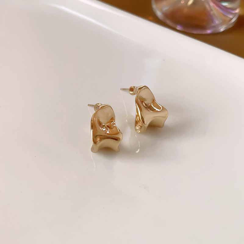 真金电镀银针几何椭圆豆豆耳环欧美时尚大气耳钉气质百搭耳饰批发