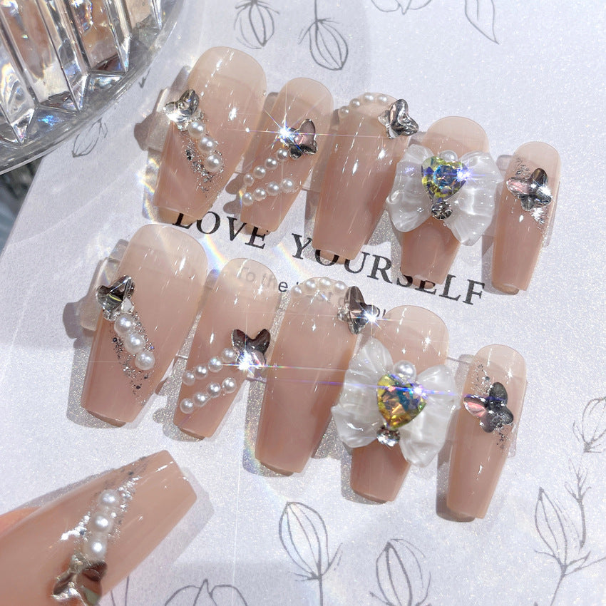 Fashion  nail New Nail Beauty Wear Nail Ins Advanced Pure Desire Wind Nail Patch Wear Nail Bow Nail Stickers A30