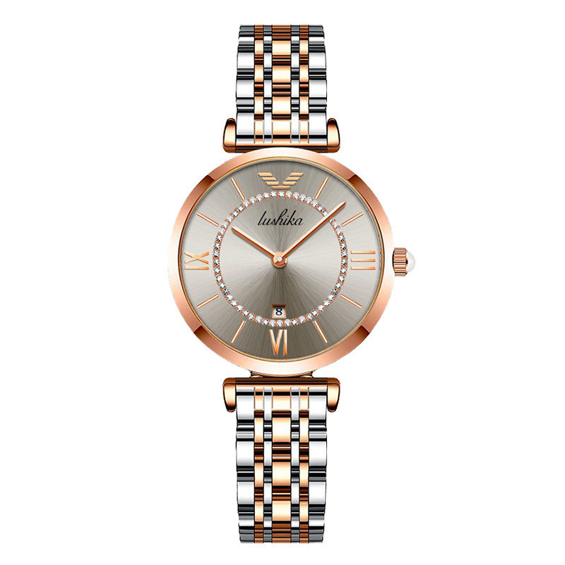 Fashion women's watchNew Watch Women's Light Luxury Minority Fashionable Temperament Ladies Authentic Versatile Student Refined Steel Belt Waterproof Quartz Women's Watch