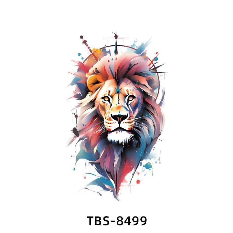 Free shipping Tattoo New Small Full Arm Tattoo Sticker Half Sleeve Tiger Lion Animal Arm Waterproof and Durable Cross-Border European and American Tattoo Sticker Paper
